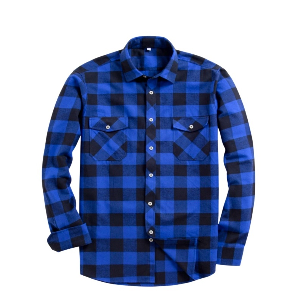 Alimens & Gentle Men’s Blue Plaid Flannel‎ Shirt